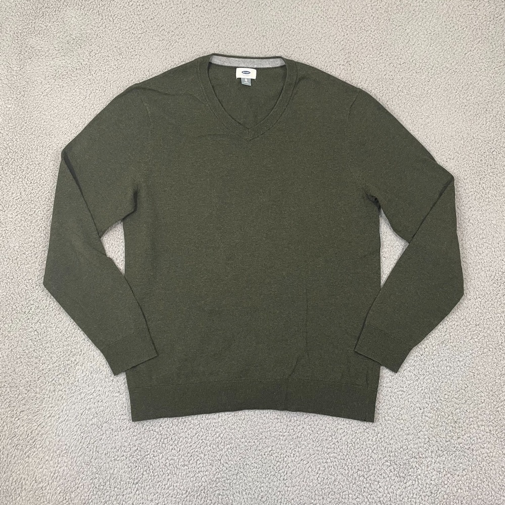 Old Navy V-Neck Sweater Men XL Olive Preppy Long Sleeve Pullover